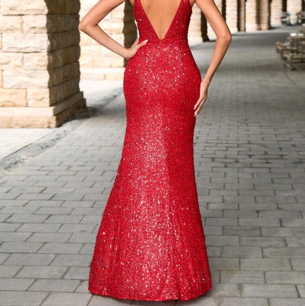 Split Thigh Sequin Dress